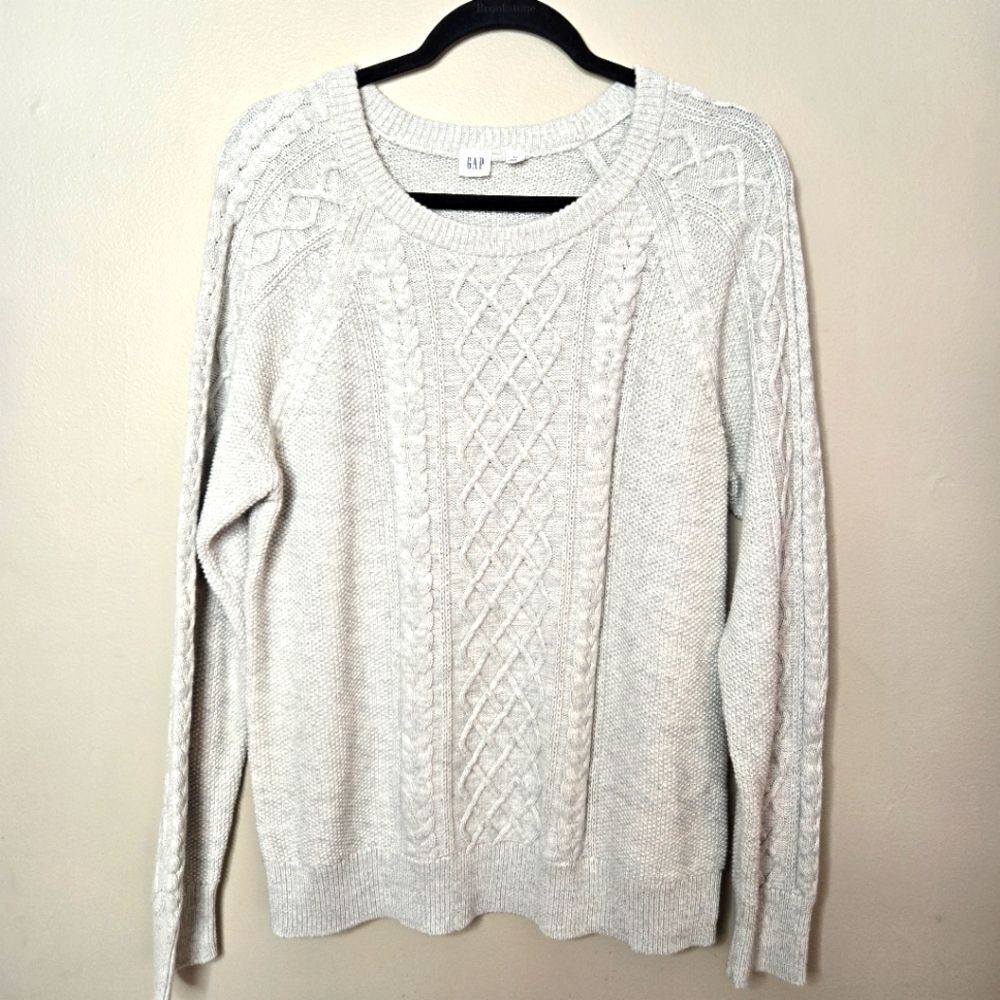 GAP Women's Gray Cable Knit Sweater XL